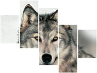 100 75CM OBRAZ 5 ELEM SZARY WILK ŚCIENNY