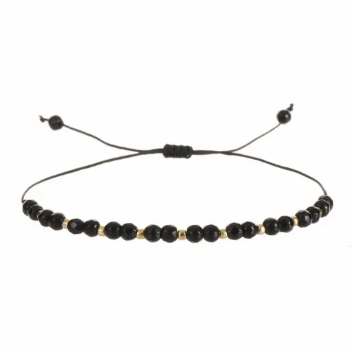 BRANSOLETKA DAMSKA DROBNE KORALIKI Z NATURALNEGO AGATU zdjęcie 1