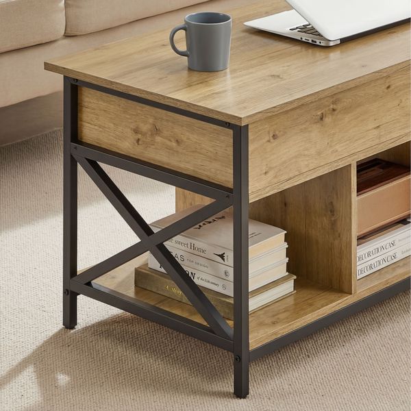 Stolik kawowy loft 100x50 cm dąb artisan wysuwany blat zdjęcie 5