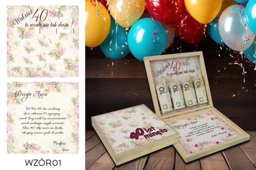 PREZENT NA 40 URODZINY PUDEŁKO Z ŻYCZENIAMI na Arena.pl