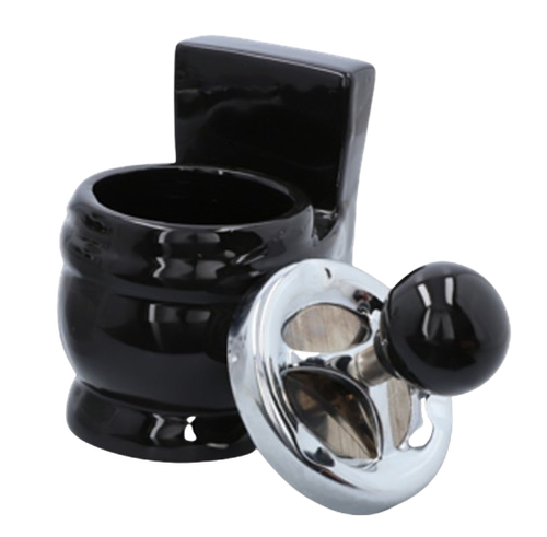 Czarna Popielniczka Ceramiczna w Kształcie Kibelka WC Toalety Zamykana na Arena.pl