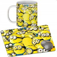 ZESTAW KUBEK + PODKŁADKA - MINIONKI - PREZENT WIELE WZORÓW + IMIĘ