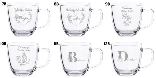 2 Duże Szklane Kubki Grawer LOGO 420ml Prezent dla pary Walentynki WZORY na Arena.pl