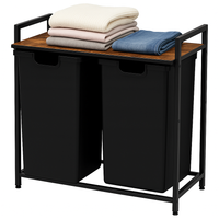 DUŻY KOSZ NA PRANIE DWUKOMOROWY Z PÓŁKĄ INDUSTRIALNY REGAŁ POJEMNIK LOFT