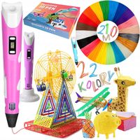 DŁUGOPIS 3D DRUKARKA DLA DZIECI / MEGA ZESTAW FILAMENT WKŁADY KOLOROWE 110M