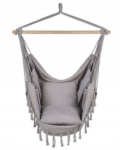 Fotel wiszący hamak boho huśtawka jasnoszary na Arena.pl