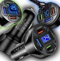 MOCNA SZYBKA ŁADOWARKA SAMOCHODOWA 4x USB PD QC 3.0 66W DO TELEFONU DO AUTA