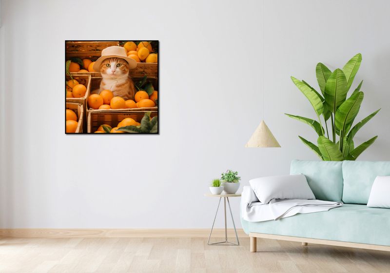 Plakat 80x80cm Kot w Pomarańczach zdjęcie 4