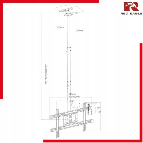 Uchwyt Sufitowy Do Telewizora Wieszak TV 30-75 CALI Regulowany na Arena.pl