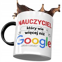 Kubek Czarny Nauczyciela Wie Więcej Niż Google Z Nadrukiem Ze Zdjęciem