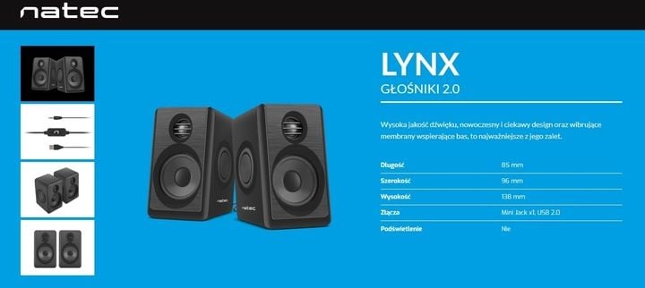 Głośniki komputerowe Natec Lynx 2.0 6W RMS zdjęcie 13