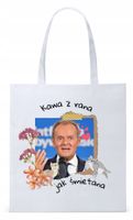 Donald Tusk Platforma Torba Eco Biała Shopper Z Nadrukiem Ze Zdjęciem
