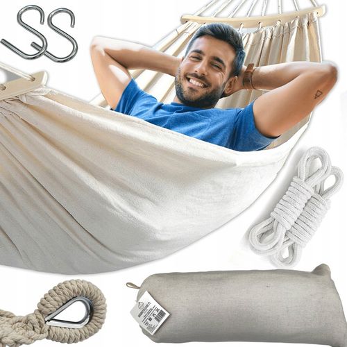 HAMAK OGRODOWY XXL BRAZYLIJSKI dwuosobowy WZMOCNIONY DRĄŻEK 260 x 155 cm na Arena.pl