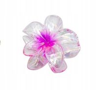 Piękna spinka klamra plastikowa kwiatek hawajski opalizujący różowy 8cm