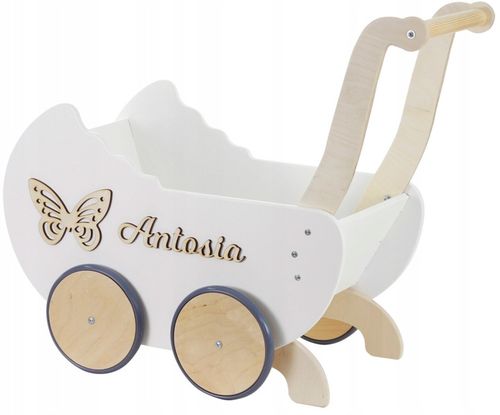 drewniany WÓZEK DLA LALEK + IMIĘ POŚCIEL stopery na Arena.pl