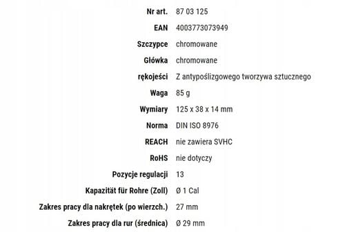 KNIPEX SZCZYPCE NASTAWNE DO RUR COBRA 87 03 125 na Arena.pl