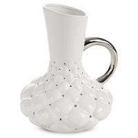 Dzbanek Adore 01 18x24 cm biały srebrny ceramiczny dekoracyjny wazon