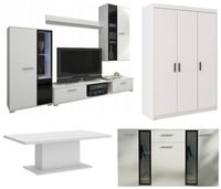 Meblościanka Komoda Szafa Ława zestaw meble do salonu i pokoju Biały