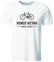 KOSZULKA ROWER WZYWA, MUSZĘ JECHAĆ, BIAŁA, ROZ. XL