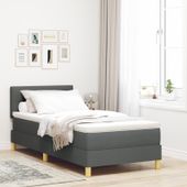 Łóżko box spring z materacem Ciemnoszare 100x200 cm Tkanina