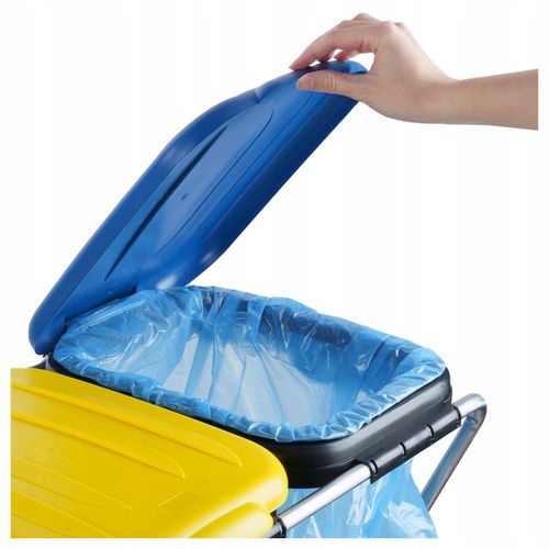 STOJAK NA WORKI DO SEGREGACJI ŚMIECI STELAŻ KOSZ 2 STANOWISKA NA ŚMIECI na Arena.pl