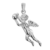 SREBRNY MEDALIK ANIOŁEK TRZYMAJĄCY PIŁKĘ SREBRO PRÓBY 925