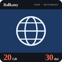 Karta eSIM Internet Bałkany 20 GB na 30 dni - bez rejestracji