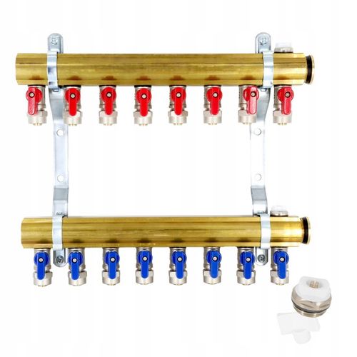 Rozdzielacz C.O. 8 obwodów zaworki PEX odpowietrzniki DO GRZEJNIKÓW na Arena.pl