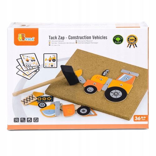 Drewniana Przybijanka Pojazdy budowlane 45 elementów Montessori VIGA na Arena.pl
