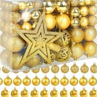 BOMBKI CHOINKOWE NA CHOINKĘ ZESTAW XXL 100 szt 7,5/5/4 cm ZŁOTE + GWIAZDA