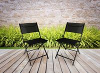 2SZT MOCNE SKŁADANE WYGODNE KRZESŁO OGRODOWE BALKON TARAS LOBOS 2X CZARNE