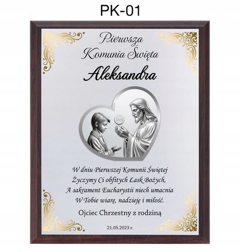 OBRAZEK PAMIĄTKA PIERWSZEJ KOMUNII ŚWIĘTEJ PREZENT NA KOMUNIĘ Z GRAWEREM na Arena.pl