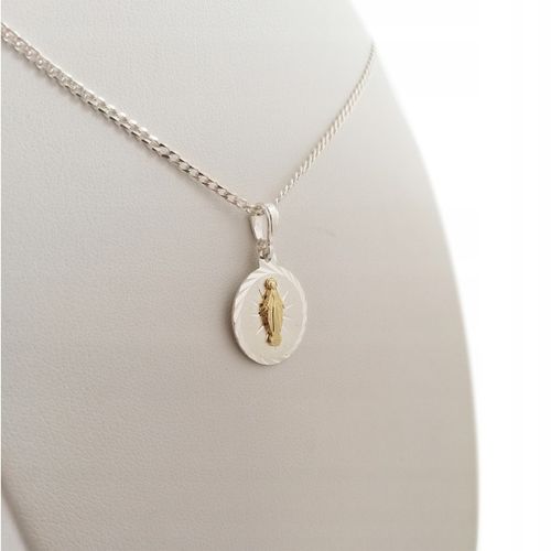 SREBRNY ŁAŃCUSZEK PANCERKA + MEDALIK MATKA BOSKA SREBRO PR. 925 + DEDYKACJA na Arena.pl