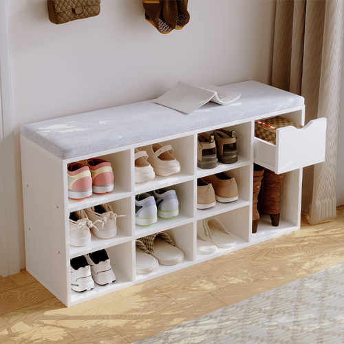 SZAFKA NA BUTY Z SIEDZISKIEM LOFT BIAŁA ŁAWKA PRZEDPOKÓJ NOWOCZESNA 100CM na Arena.pl