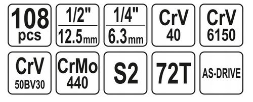 ZESTAW KLUCZY NASADOWYCH KLUCZE NASADOWE YATO 108 na Arena.pl