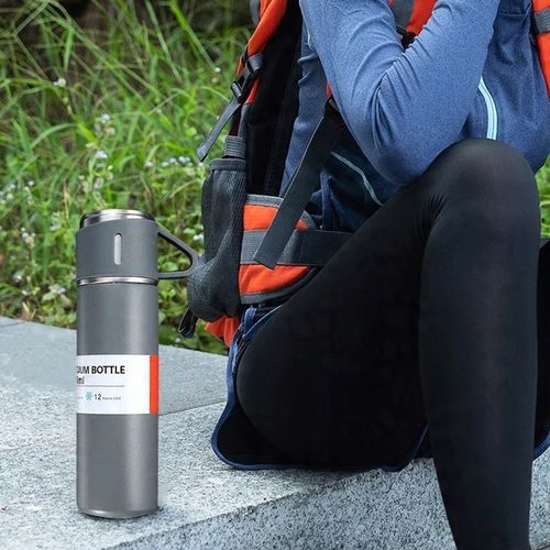 ELEGANCKI TERMOS PRÓŻNIOWY Z KUBKIEM PREZENT DLA MĘŻCZYZNY 3 KUBKI + TORBA na Arena.pl