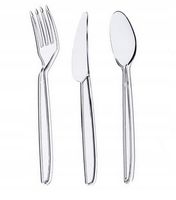Zestaw sztućce łyżka widelec nóż plastikowe przeźroczyste Grill mocne