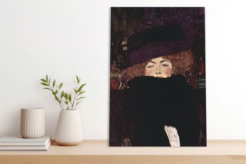 Obraz 70x100cm Lady with Hat and Feather Boa, Klimt Vintage na Arena.pl