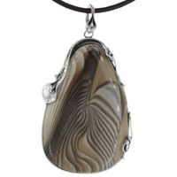 Naszyjnik z Krzemieniem Pasiastym na rzemieniu – srebro oksydowane 925