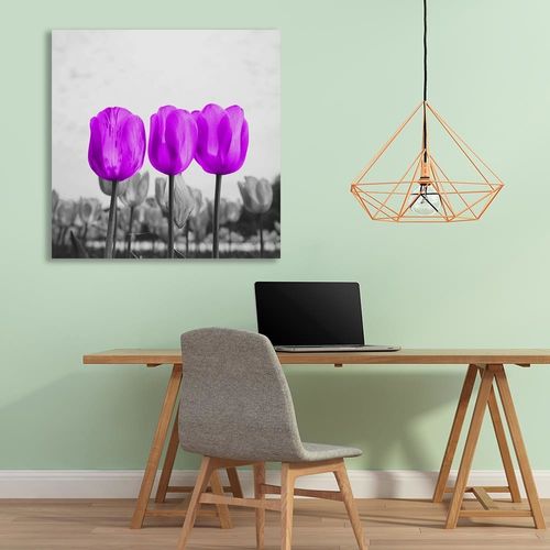 Deco Panel, Fioletowe tulipany 80x80 na Arena.pl