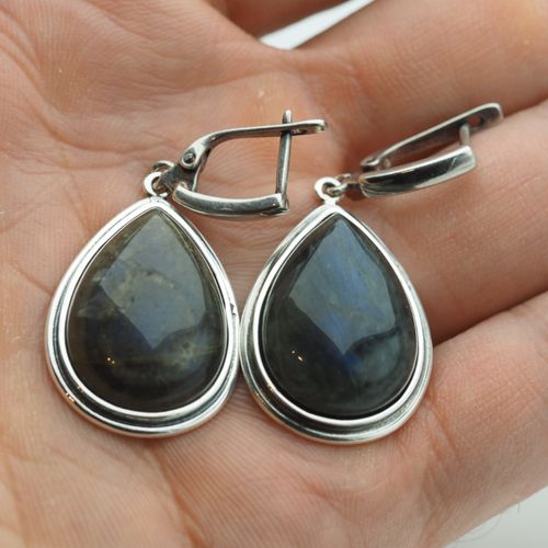 Kolczyki z Labradorytem w srebrze oksydowanym na Arena.pl