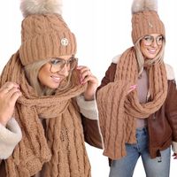 zimowy KOMPLET damski CZAPKA + SZAL szalik ALPEJSKI CIEPŁY POLSKI PREMIUM