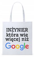 Torba Biała Eco Shopper Dla Inżyniera Prezent Z Nadrukiem Ze Zdjęciem