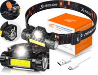 MOCNA LATARKA CZOŁOWA ULTRALEKKA AKUMULATOROWA CZOŁÓWKA 4w1 MAGNES USB