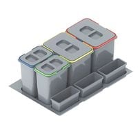 Kosz na śmieci PRAKTIKO, do szafki 800mm, 2 x 15l + 2 x 7l + 3 x brytfanka