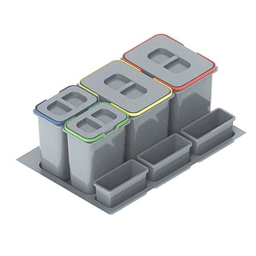 Kosz na śmieci PRAKTIKO, do szafki 800mm, 2 x 15l + 2 x 7l + 3 x brytfanka na Arena.pl