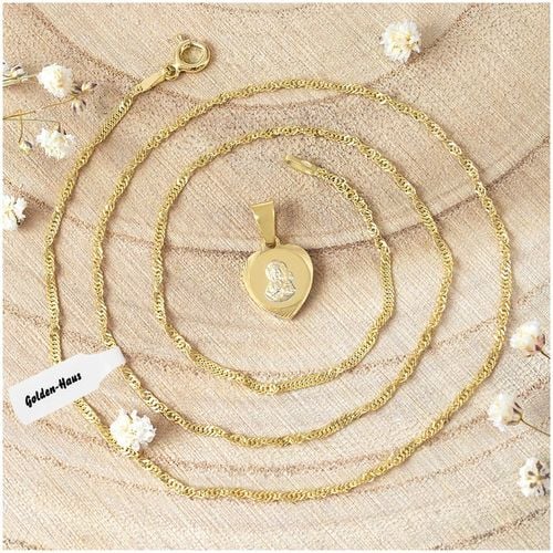 ZŁOTY ŁAŃCUSZEK I MEDALIK KOMUNIJNY SERCE MATKA BOSKA NA KOMUNIĘ CHRZEST na Arena.pl