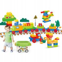 Klocki Plastikowe Duże 220 sztuk Zestaw Konstrukcyjny w Kuferku Walizce