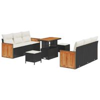 Zestaw Sof na Ogród 9 pcs Czarny i kremowy 90 x 55 x 71 cm