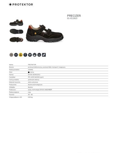 Buty robocze BHP sandał S1 SRC ESD PROTEKTOR PRECIZER 40 na Arena.pl